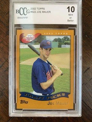 Topps #622 Joe Mauer Twins Rookie 2002 radiocontrol Beckett BCCG - 10 como nuevo Foto 1 de 2