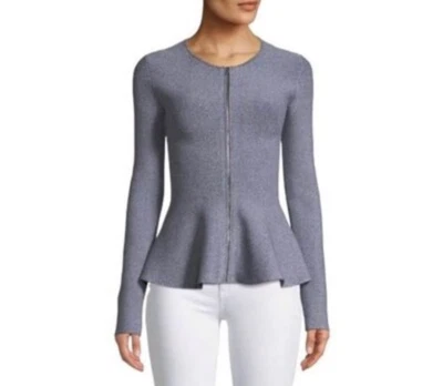 Chaqueta Theory Marl Peplum Negra Blanca Brillante P Foto 1 de 4