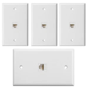 Pack de 4 Plaque Murale Ethernet 1 Port, Plaque Murale Jack avec RJ45 Femelle to1053 - Photo 1/6