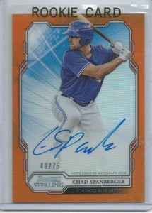 2019 Bowman Sterling Chad Spanberger Auto Orange Refractor Rookie Card RC 40/75