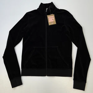 Vintage Juicy Couture Jacket Women Large Velour Zip Up Track Hip USA Y2K Core Ne - Picture 1 of 14