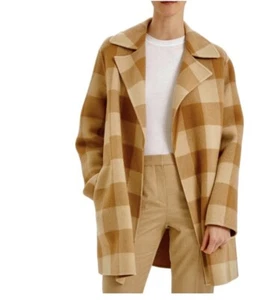 Theory Clairine Overlay Mantel in Camel Multi Check. Neu mit Etikett. Gr. XL. Einzelhandel - 900 $. - Bild 1 von 7