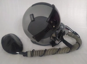 SIZE XL HGU-55 NAVAL AVIATOR PILOT HELMET W/ LEATHER EDGEROLL+OXYGEN MASK+ BAG - Picture 1 of 13