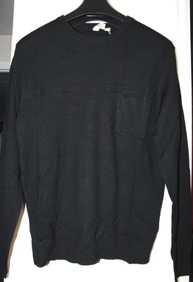 NEW Cullen C/89 MEN Medium Black Crewneck Ribbed top Merino Wool Sweater F143311 - Image 1 of 4