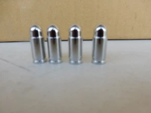 CHROME SHORT BULLET TIRE VALVE CAPS 4 PC SET METAL SET STANDARD SIZE  - Bild 1 von 1