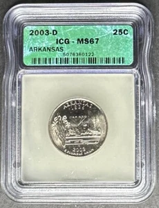 2003-D Arkansas Quarter ICG MS-67, Buy 3 Items, Get $5 Off!! - Picture 1 of 2