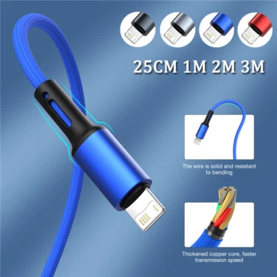 Braided USB Fast Charge Charger Cable For iPhone X 11 12 13 Pro Max 8 7 6 5 iPad - Image 1 of 4