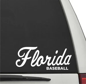 Florida Gators FLORIDA BASEBALL SCRIPT in WHITE Cut Vinyl Decal UF Sticker - Picture 1 of 1