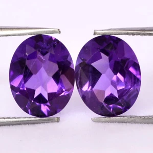Certified Natural Amethyst Oval Cut Pair 10x8 mm 4.55 Cts Faceted Loose Gemstone - Picture 1 of 5