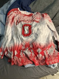 State Buckeyes camicia donna 1x rosso bianco floreale P Michael USA manica lunga - Foto 1 di 9