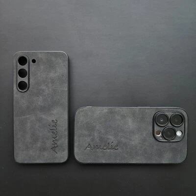 Personalisierte Handyhülle iPhone 11 12 13 14 15 16 Pro Max Alcantara Hülle Case