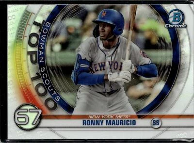 2020 Bowman #BTP-67 Ronny Mauricio Chrome Bowman Scouts Top 100 - Image 1 of 2