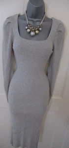 BNWT Lovely Miss Selfridge Grey Soft Fine Ribbed Knit Pencil Wiggle Dress Party8 - Picture 1 of 4