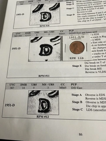 1951-D/D/D East & Blow Serif Lincoln Wheat cent UNC RB RPM 11 Really Nice Cover