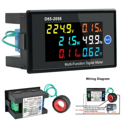 100A AC LCD-Panel Digital Power Wattmeter Monitor Spannung Voltmeter Amperemeter - Bild 1 von 4