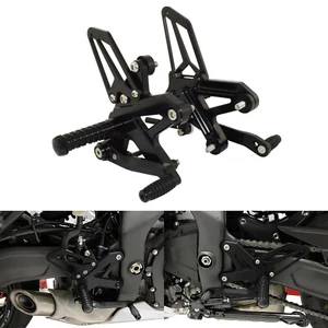 Black Adjustable Rearset Footrests Foot Pegs Pedal For KAWASAKI ZX25R ZX4R ZX4RR - Picture 1 of 9