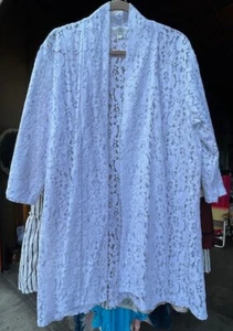 2X/3X Nuovo Cardigan Lungo Pizzo Bianco Fresco Maglione Spolverino Kimono Giacca 78$ - Foto 1 di 12