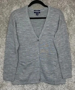 $89 New Lands' End Woman's LS Merino Wool V-Neck Cardigan Sweater Gray Sm 6-8P - Picture 1 of 12
