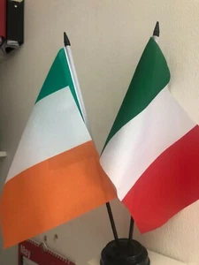 IRELAND AND ITALY TABLE FLAG TWIN SET 9X6" 22.5cm x 15cm - Picture 1 of 1