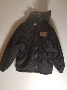 Shein EZwear Girls Patched Detail Lined Hooded quilted Coat Size 8Y Black - Picture 1 of 10