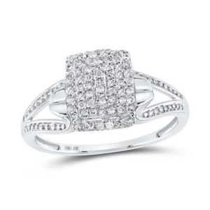 Diamond Engagement Ring Square 10k White Gold Size 7 - Picture 1 of 4