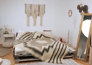 Wool Blanket Hand Woven 100% Natural Sheep Throw Twin Queen Soft Bed Cover - Picture 1 of 12