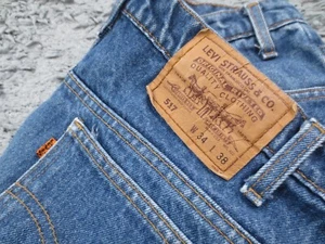 Vintage Levi's Jeans Men 34x38 Blue Cotton Denim 517 Boot Cut Orange Tab 90s USA - Picture 1 of 20