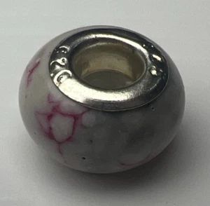 Dije retro de plata de ley 925 con cuentas de burbuja de cristal de Murano piedra rosa gris - Imagen 1 de 6