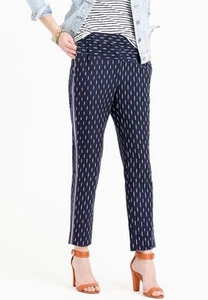 NWT J.Crew Pull-on Ikat Cropped Metallic Tux Stripes Pants Size 4 - Picture 1 of 7