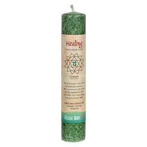 Aloha Bay - Chakra Pillar Candle - Green - 8" - Picture 1 of 1