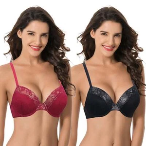 Women's Plus Size Add 1 and a half Cup Push Up Underwire Lace Bras - Picture 1 of 7