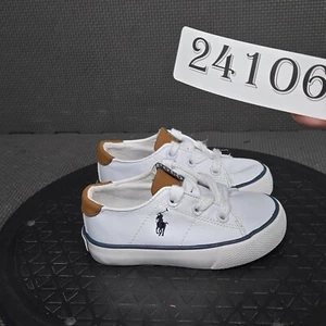 Polo Ralph Lauren Fantor IV Shoes Toddler Sz 5 White Leather Lace Up Sneakers - Picture 1 of 8