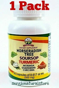 Moringa Guanabana Soursop Curcuma Turmeric 90 Capsules Antioxidants - Picture 1 of 11