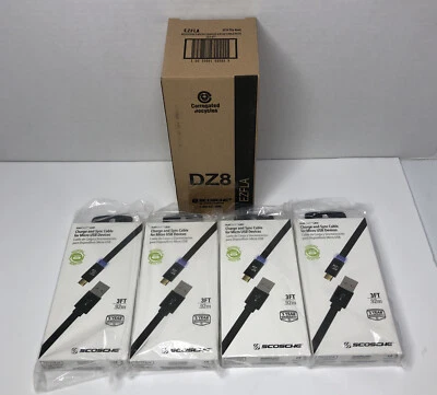 Scosche EZFLA LED Charge & Sync Cable for Micro USB Devices 3 ft L - 4 Pack - Image 1 of 4