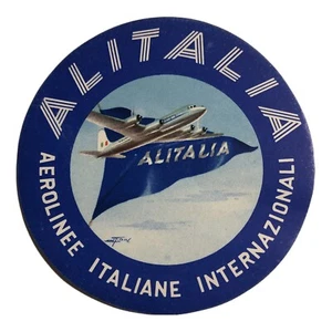 ALITALIA AIRLINES NOS Vintage Airline Luggage Label Decal Tag Blue FREE SHIPPING - Picture 1 of 3