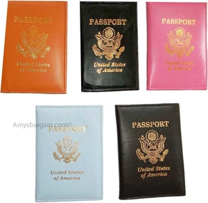 Nuevo EE. UU. Cuero Pasaporte Estuche Cartera Crédito ATM Tarjeta Soporte Identificación Nuevo - Imagen 1 de 48