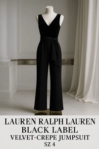 Lauren Ralph Lauren Black Label Jumpsuit Samt-Krepp ärmellos Gr. 4 elegant - Bild 1 von 12