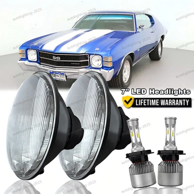 Par Halo para Chevy Chevelle 1971 1972 1973 7 polegadas faróis de LED Hi/Lo Beam DRL - Imagem 1 de 4