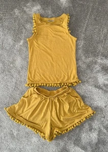 Girls Mustard Two Piece Co-ord Set Shorts & Vest Top Age 7 Years - Picture 1 of 2