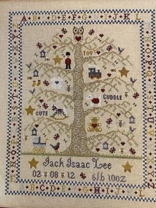 Historical Sampler Company Tree QZ Birth Sampler - Boy Cross Stitch Kit - Picture 1 of 4