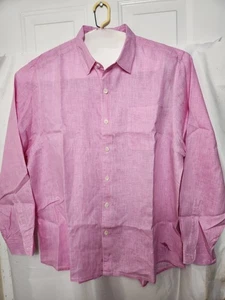 Camisa Tommy Bahama Abotonada Para Hombre Rosa 100% Lino Manga Corta Talla XL (A15  - Imagen 1 de 9
