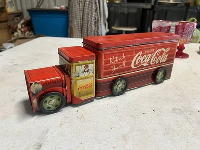 Vintage Coca-Cola Coke Delivery Truck Tin with Wheels - Image 1 of 3