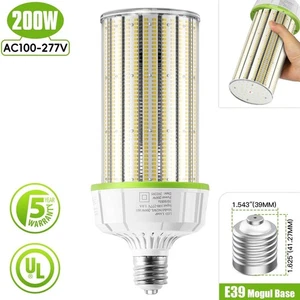 200W LED Corn Cob Bulbs Light E39 Mogul Base Commercial Warehouse Gym Lamp 5000K - Picture 1 of 11