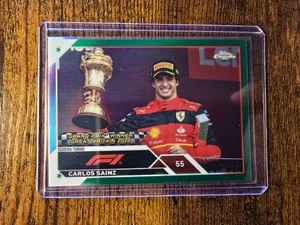 Topps Chrome Formula 1 2023 Carlos Sainz Green Refractor /99 Ferrari #153 - Picture 1 of 2