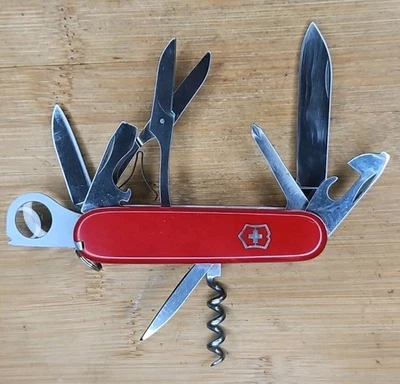 Victorinox 91mm Explorer 1976-1986 SAK Metal Tip Tweezers Grooved Corkscrew VG - Image 1 of 4