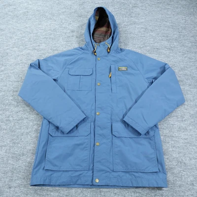 L.L. Bean Jacket Mens Medium Blue Hooded Parka Flannel Lined Outdoors 510340 - Image 1 of 4