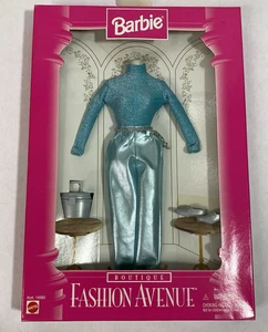 Mattel Barbie Fashion Avenue 1996 glänzend blau Outfit Handtasche Schuhe 14980 - Bild 1 von 7