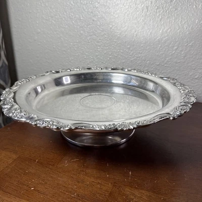 VTG Baroque by Wallace Silver Plated Lazy Susan Tray 13”  Footed Turntable - Image 1 of 4