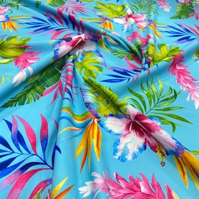 Cayennes and Birds of Paradise Stretch Fabric 60" wide Swimsuit Spandex By Yard - Image 1 of 4