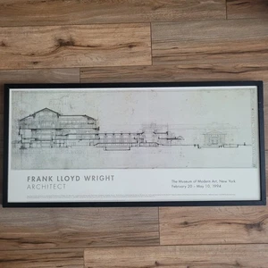 Vintage 1994 Frank Lloyd Wright Moma New York gerahmtes Ausstellungsposter 41"x19" - Bild 1 von 20